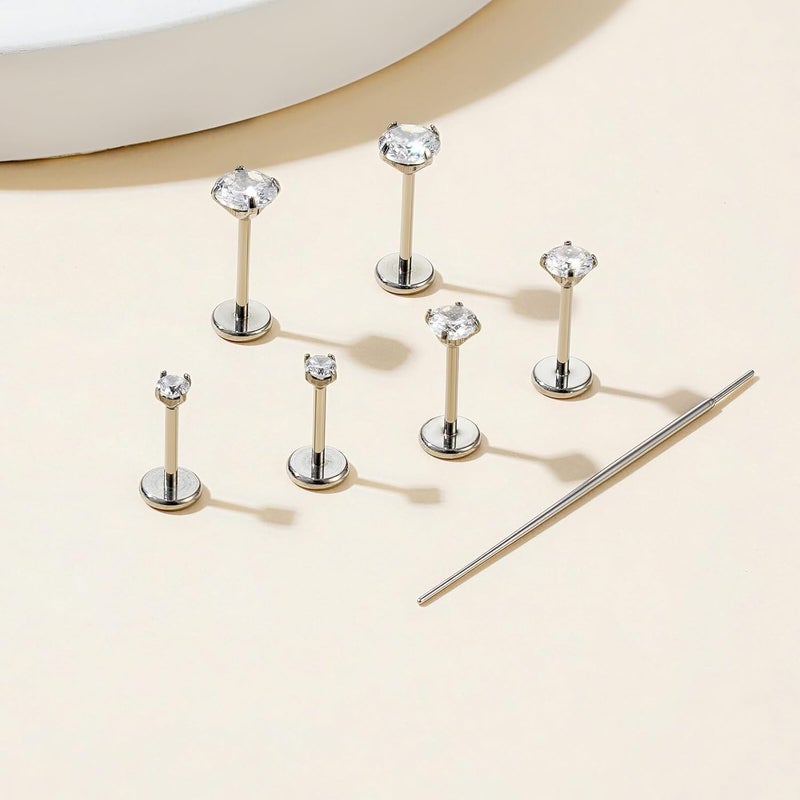 Gotumo Store أقراط مسطحة 20G مصنوعة من التيتانيوم G23 بدون خيوط لتثبيت الأذن، لابريت، غضروف، شفة، ميدوسا، قوقعة، مجوهرات ثقب الجسم، مضادة للحساسية للنساء والرجال - Image 5